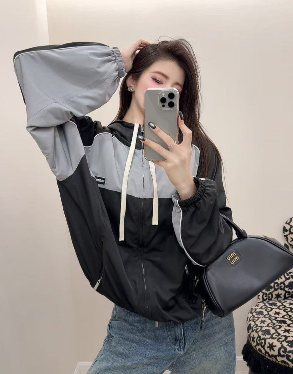 Miu Miu Color-Blocked Sports Jacket