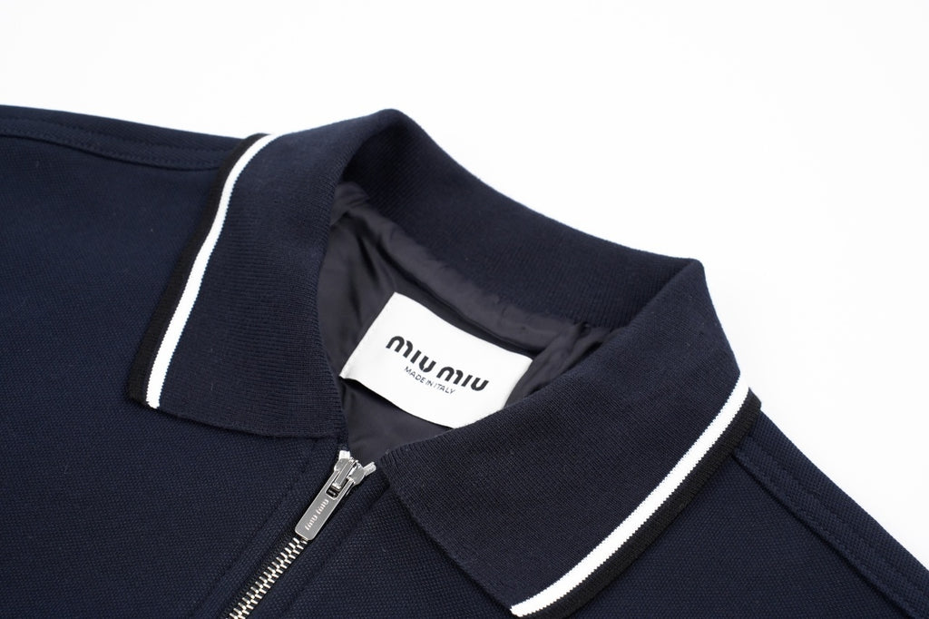 Miu Miu Striped Letter Embroidered Jacket