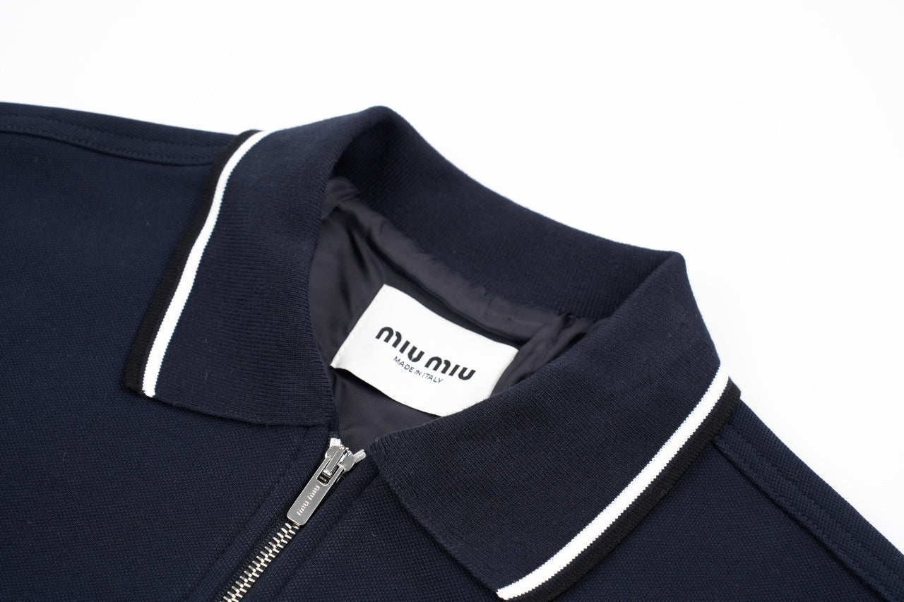 Miu Miu Striped Letter Embroidered Jacket