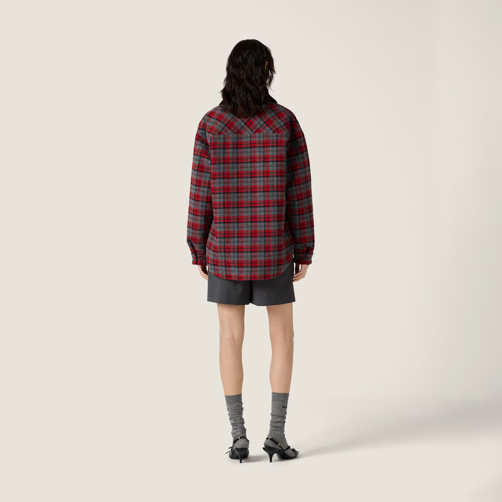 Miu Miu Small Checkered Cotton-Padded Jacket
