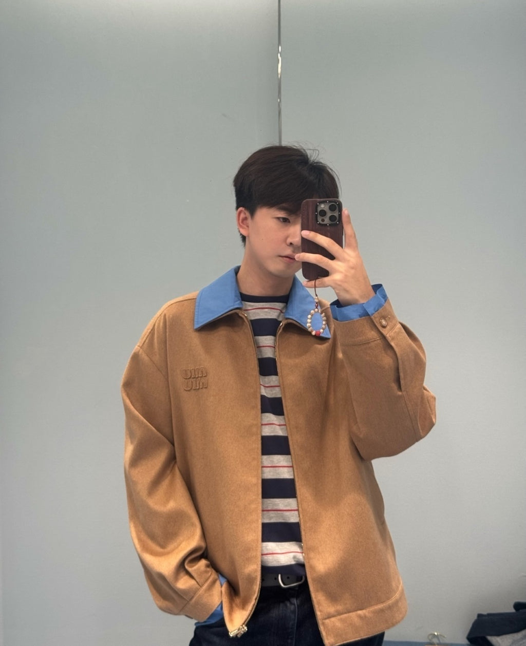 Miu Miu Camel Hair Color-Blocked Jacket