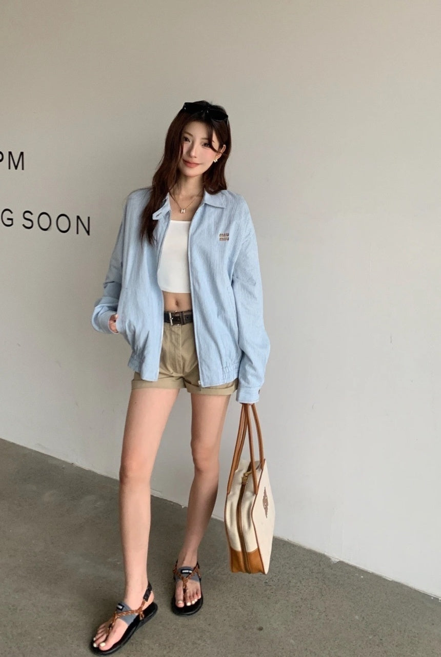 Miu Miu Striped Denim Jacket