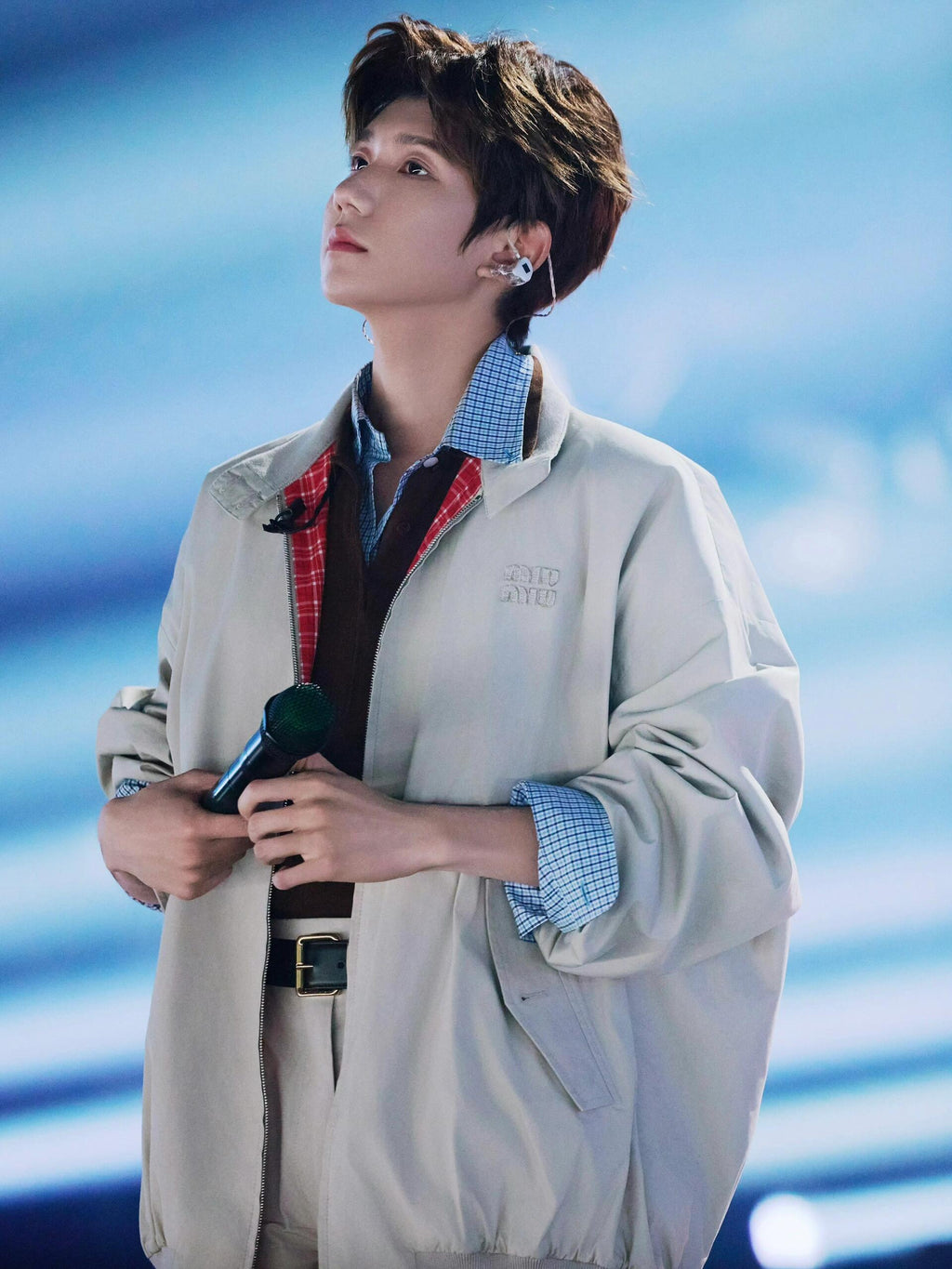 Miu Miu Monograph Embroidered Stand-Up Collar Jacket