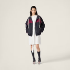 Miu Miu Small Logo Color Matching Rose Red Hooded Jacket