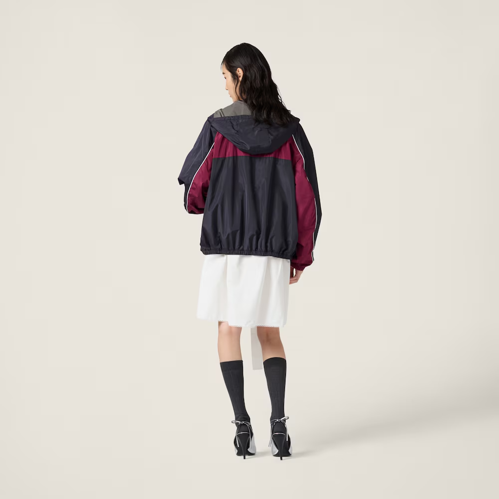 Miu Miu Small Logo Color Matching Rose Red Hooded Jacket