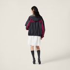 Miu Miu Small Logo Color Matching Rose Red Hooded Jacket