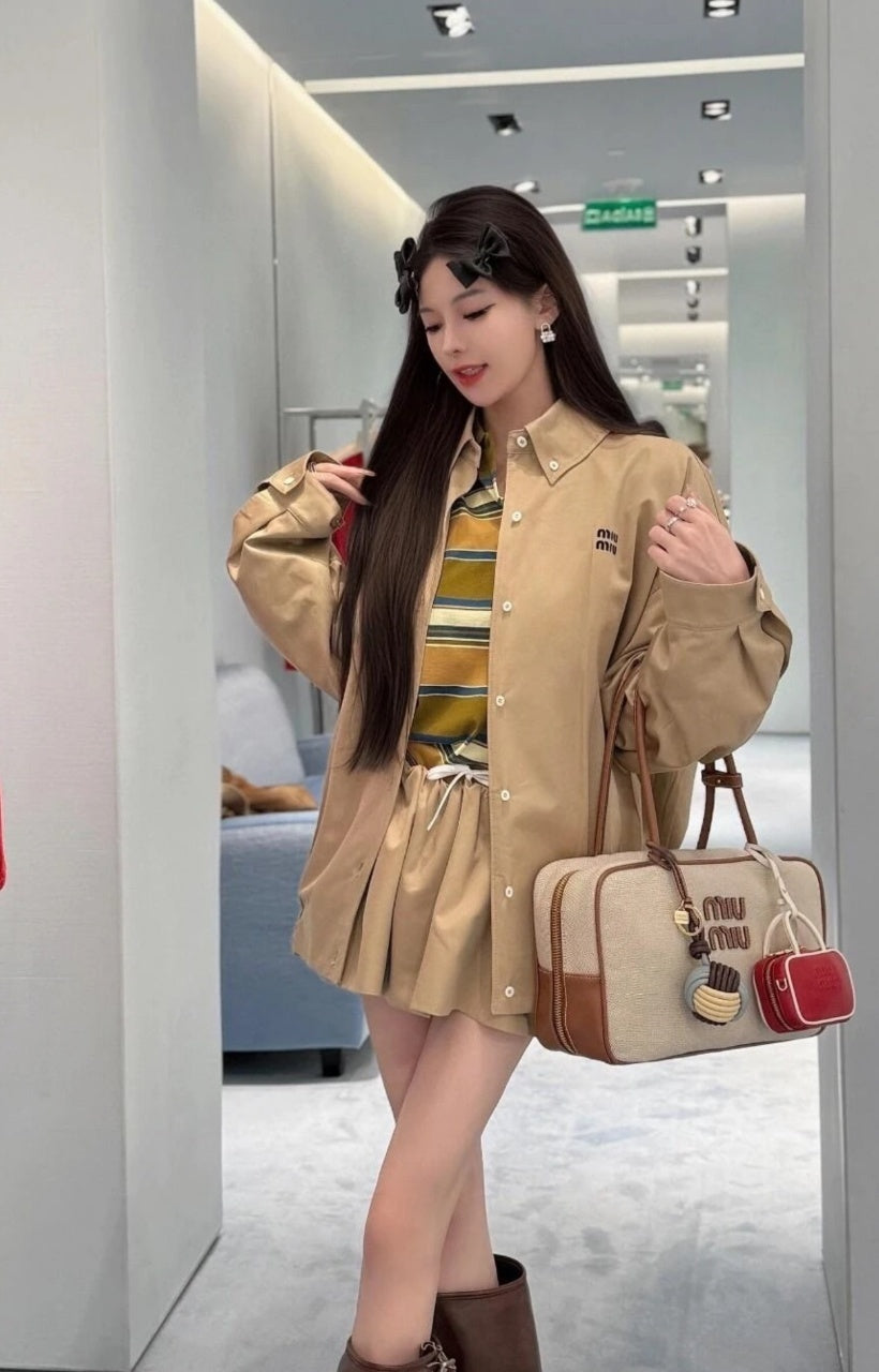 Miu Miu Logo Embroidered Button-Down Jacket