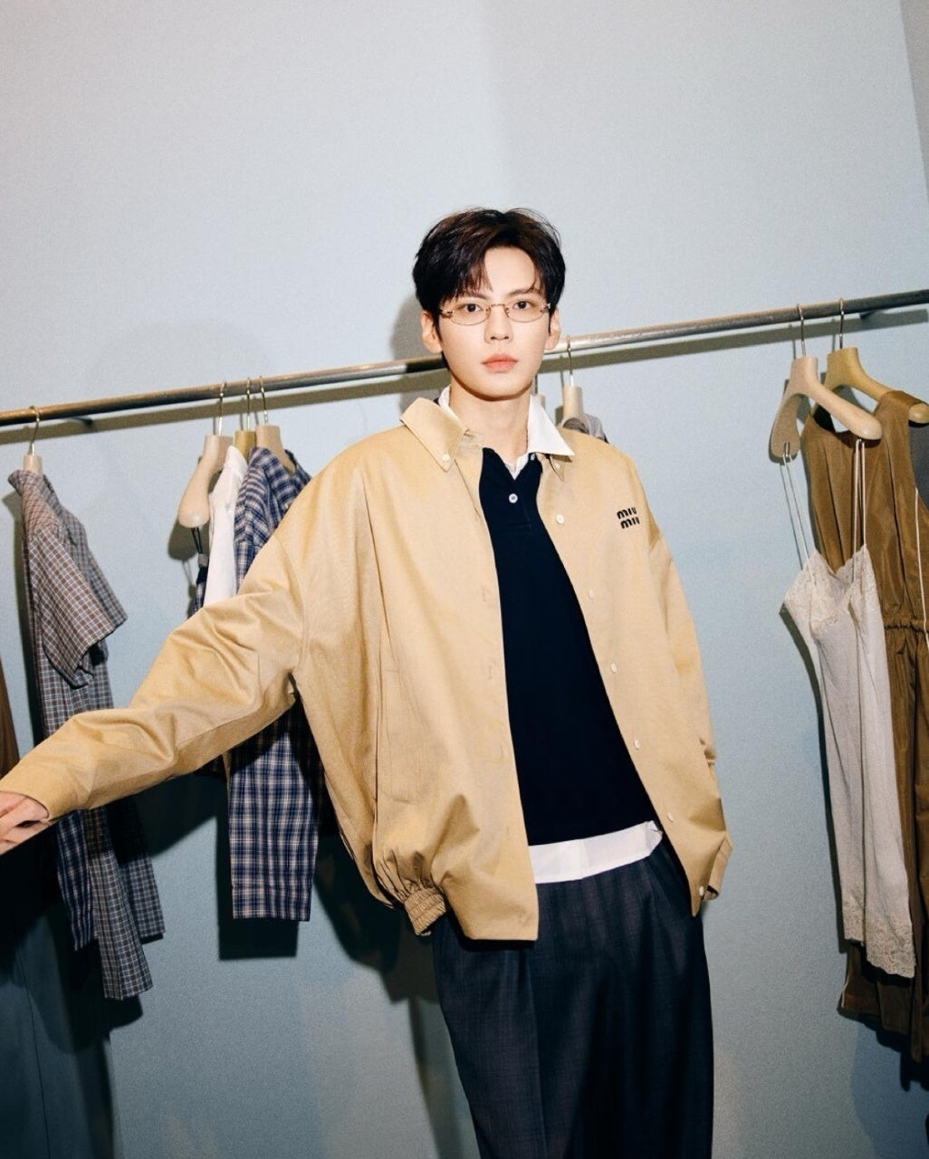 Miu Miu Logo Embroidered Button-Down Jacket