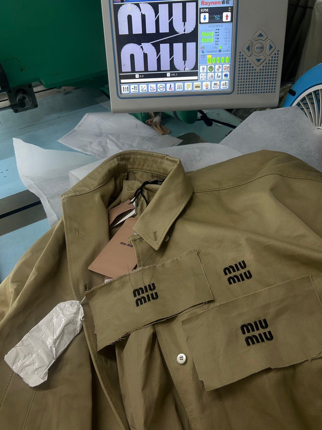 Miu Miu Logo Embroidered Button-Down Jacket
