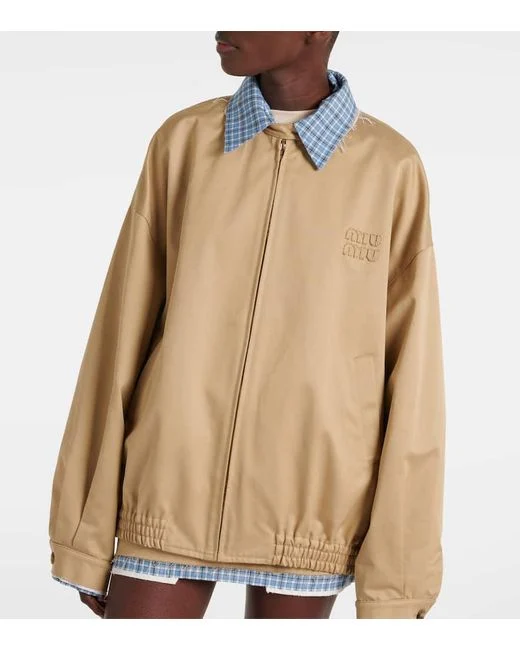 Miu Miu Appliquéd Check Faux Two-Piece Jacket