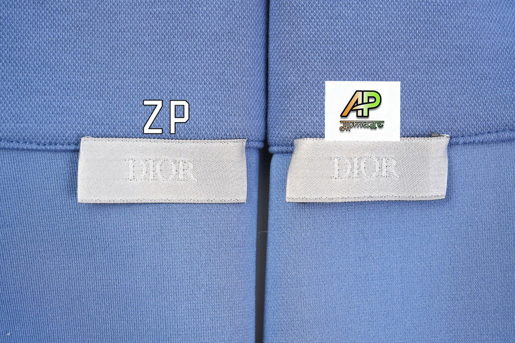 Dior CD Blue and White Patchwork Stand Collar Zip-Up Jacket