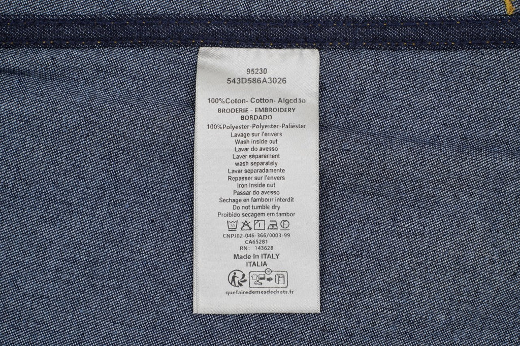Dior Embroidered Topstitched Denim Stand-Up Collar Jacket
