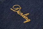 Dior Embroidered Topstitched Denim Stand-Up Collar Jacket