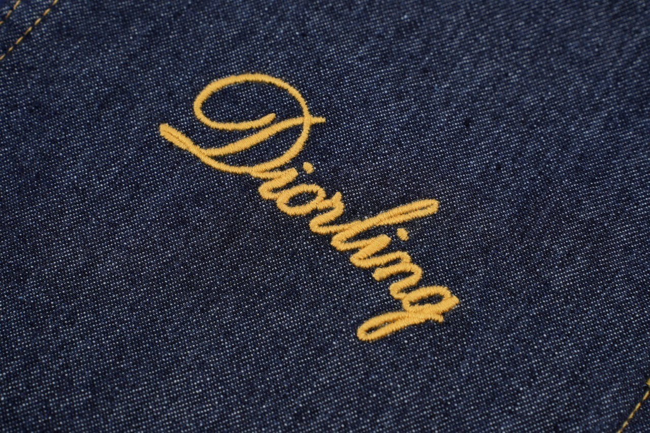 Dior Embroidered Topstitched Denim Stand-Up Collar Jacket