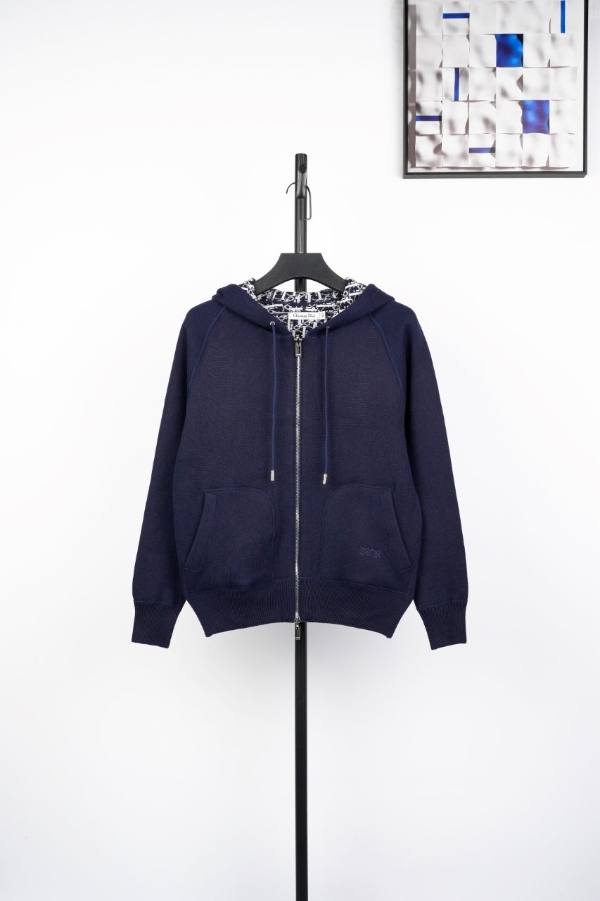 Dior Jacquard Hooded Reversible Zipped Jacket