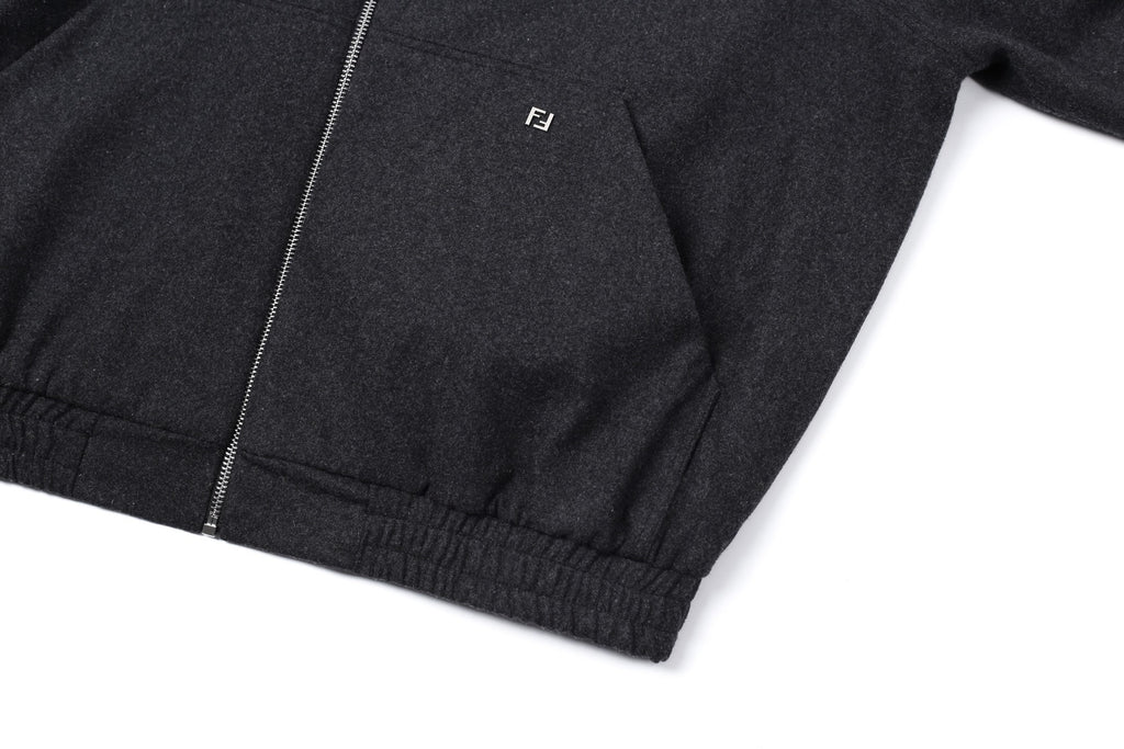 Fendi Hooded Zip-Up Cashmere Sweatshirt Jacket