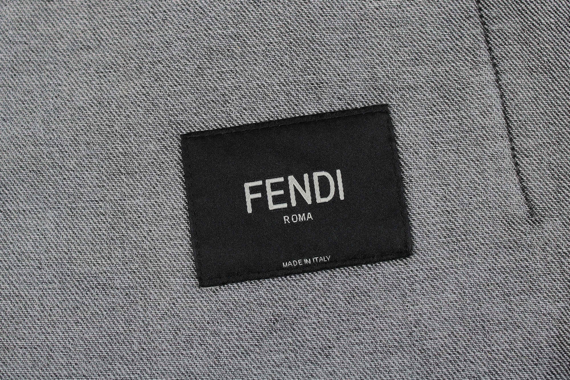 Fendi Lapel Single-Breasted Over-Dyed Denim Jacket