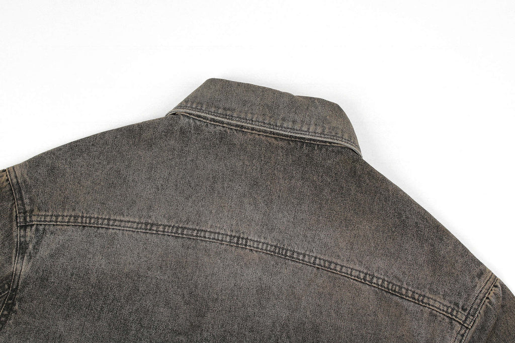 Fendi Lapel Single-Breasted Over-Dyed Denim Jacket