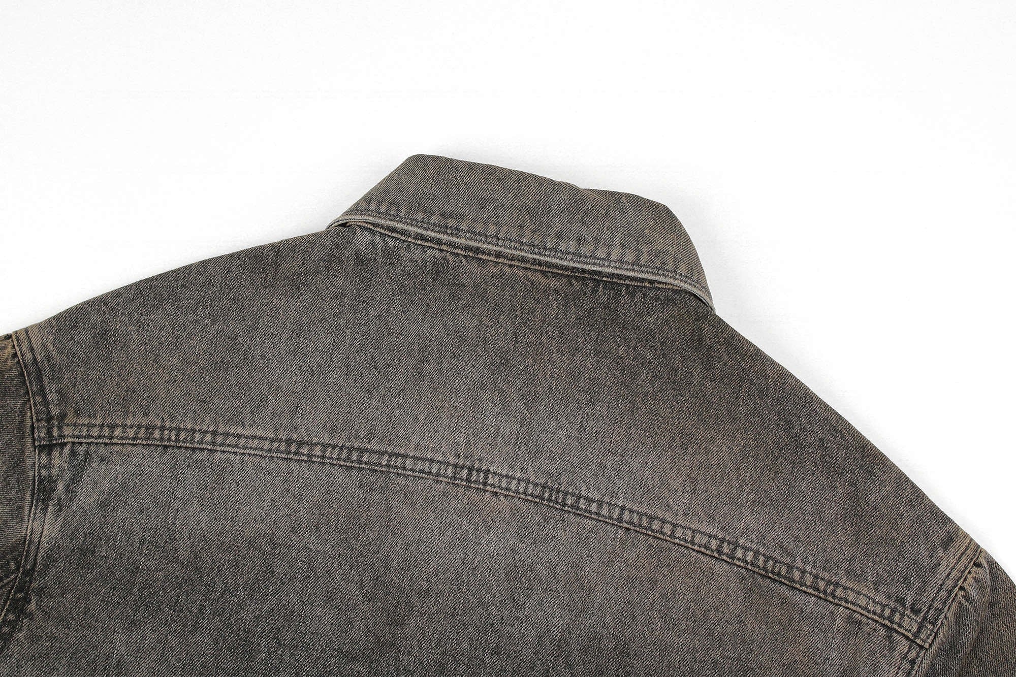 Fendi Lapel Single-Breasted Over-Dyed Denim Jacket