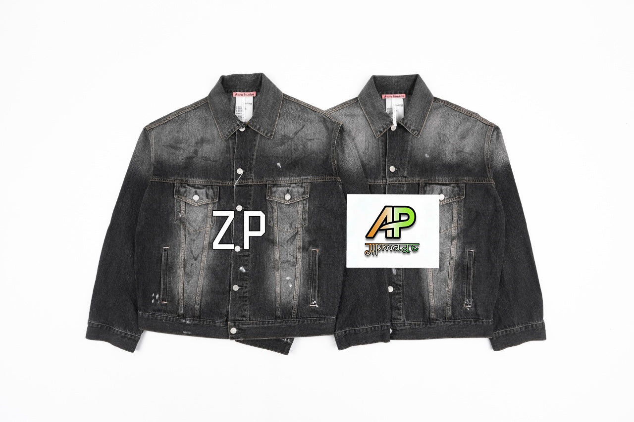Acne Studios Washed Ink-Splashed Denim Jacket
