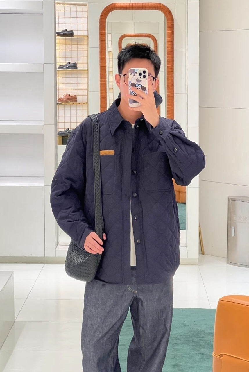 Bottega Veneta Pocket Leather Label Diamond Quilted Cotton Jacket