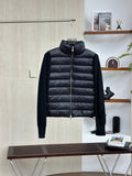 Moncler Knitted Patchwork Stand Collar Down Jacket