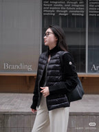 Moncler Knitted Patchwork Stand Collar Down Jacket