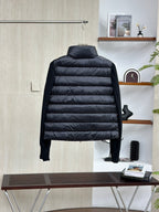 Moncler Knitted Patchwork Stand Collar Down Jacket