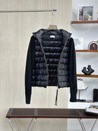 Moncler Knitted Patchwork Stand Collar Down Jacket