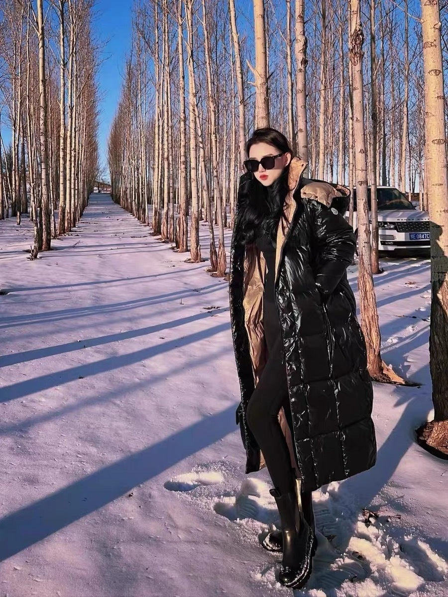 Moncler Color-Blocked Long Down Jacket