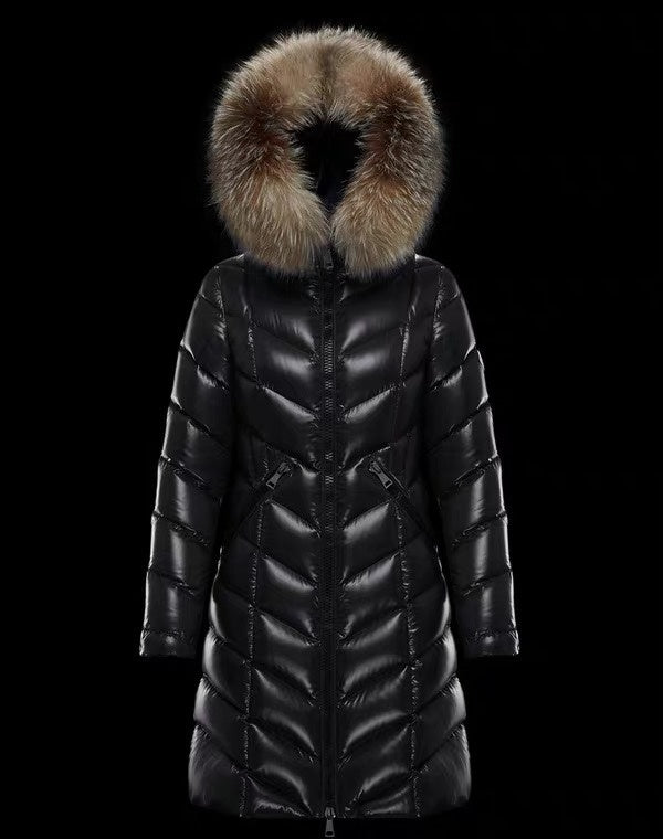 Moncler V-Grid Fur Collar Down Jacket