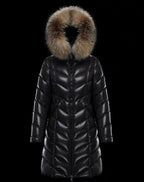 Moncler V-Grid Fur Collar Down Jacket