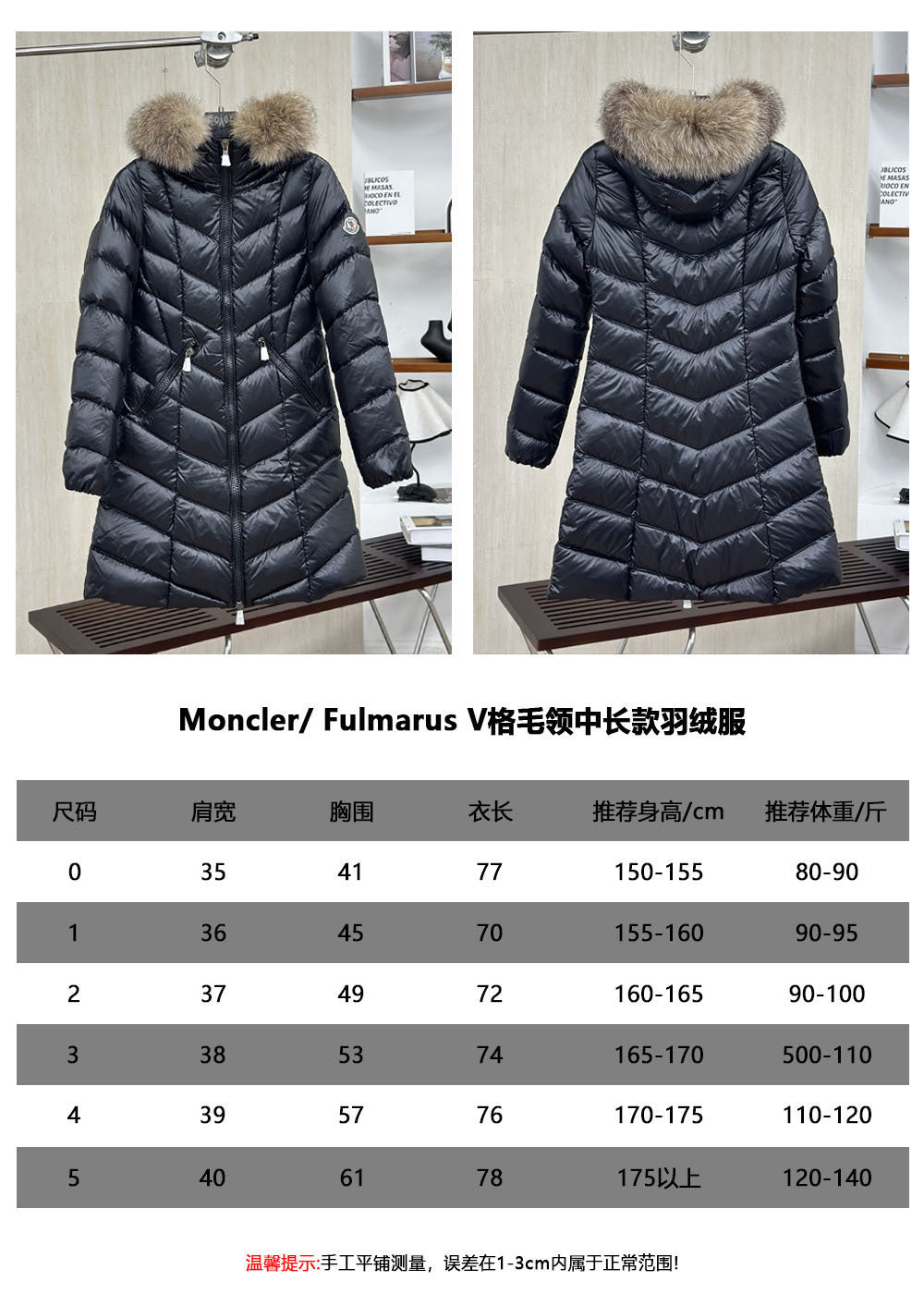 Moncler V-Grid Fur Collar Down Jacket