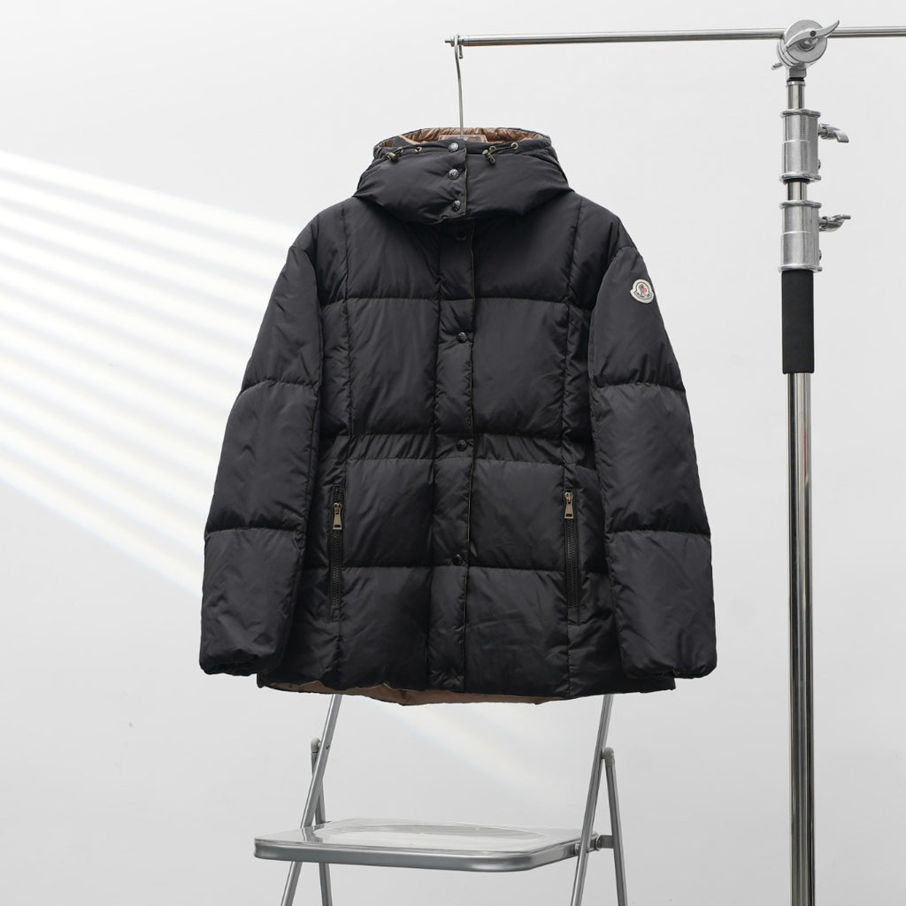 Moncler Agneux Elastic Waist Hooded Down Jacket
