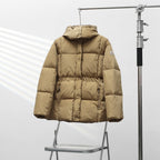 Moncler Agneux Elastic Waist Hooded Down Jacket