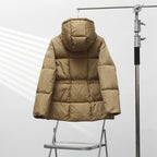 Moncler Agneux Elastic Waist Hooded Down Jacket