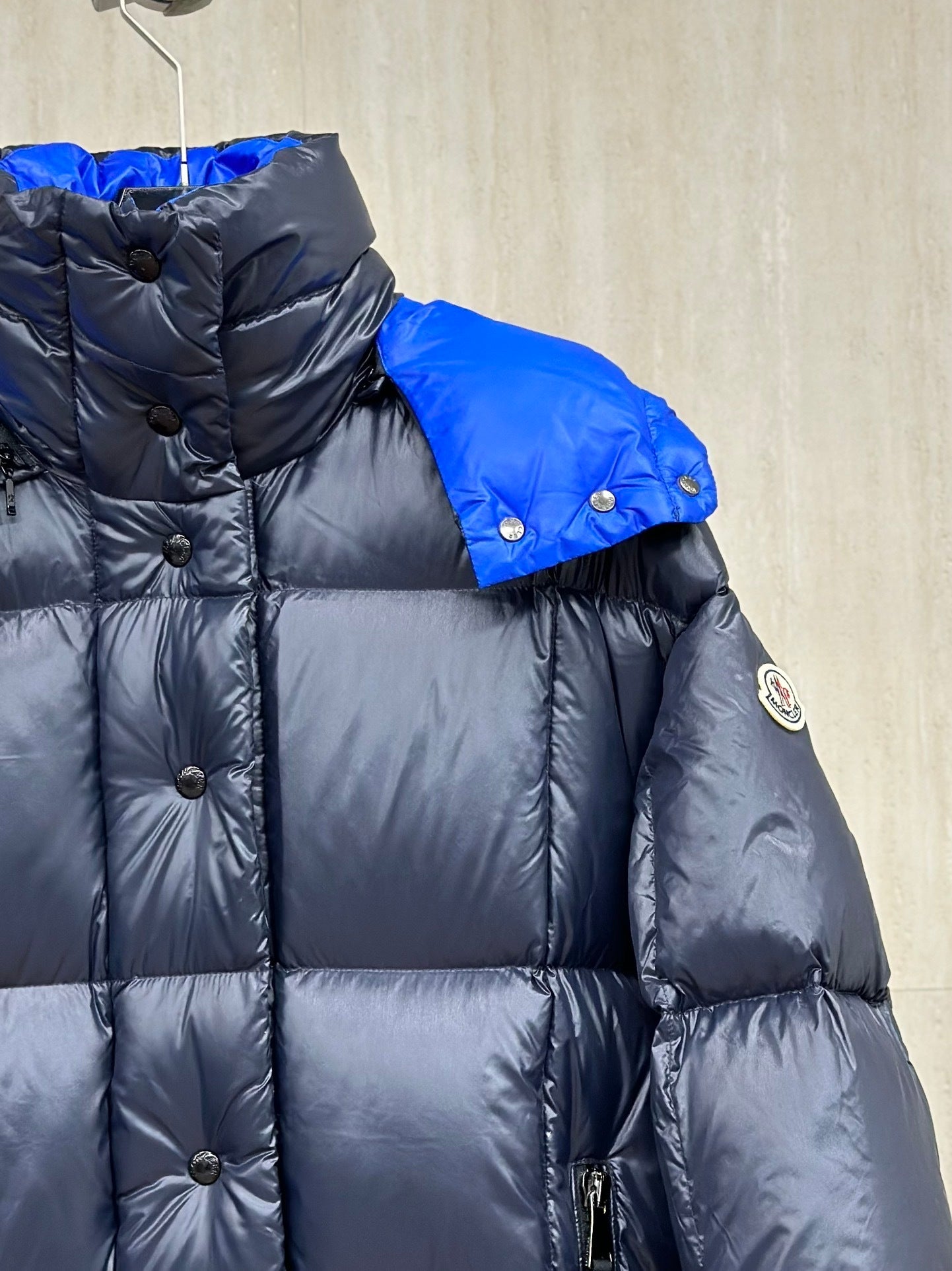 Moncler Color-Blocked Long Down Jacket