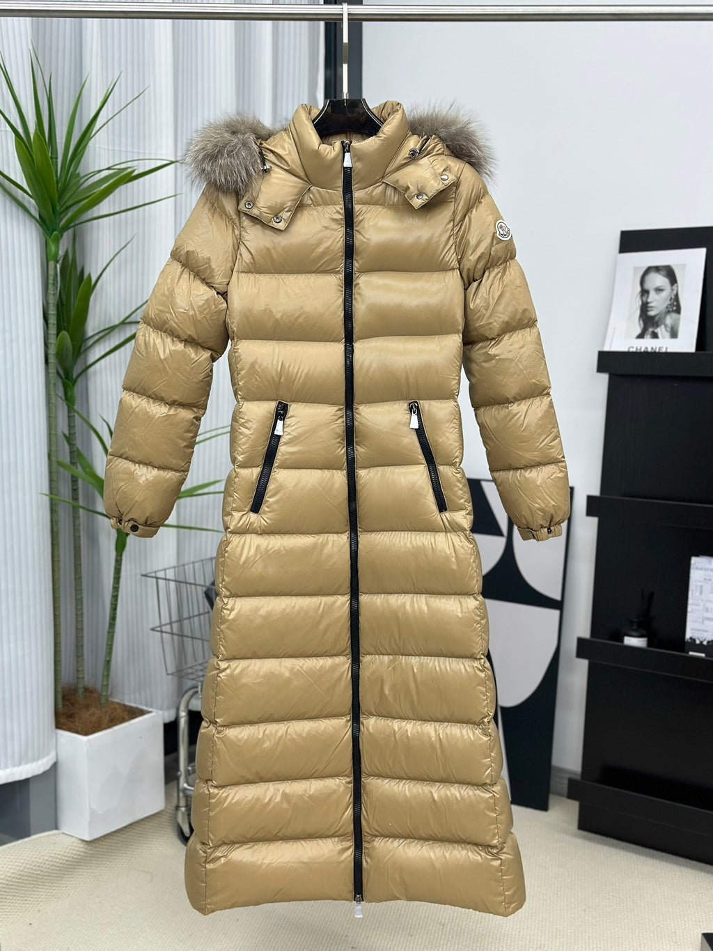 Moncler Below-Knee Belted Down Jacket