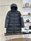 Moncler Midi-Length Down Jacket with Felt Badge