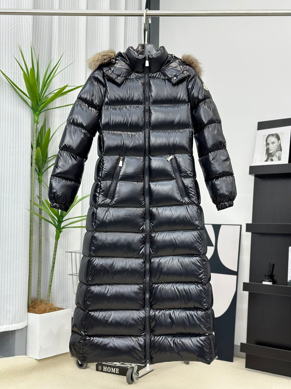 Moncler Below-Knee Belted Down Jacket
