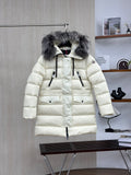 Moncler Silver Fox Fur Collar Long Down Jacket