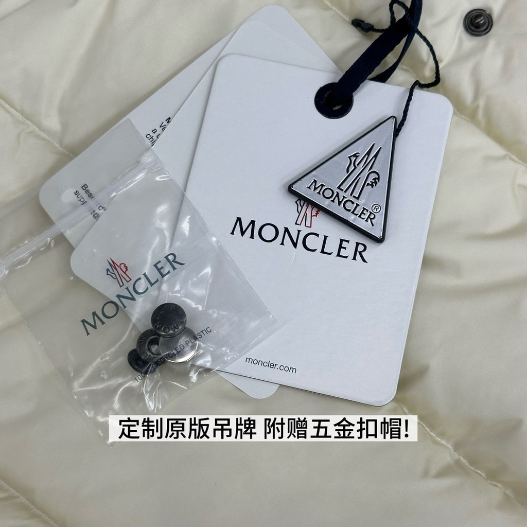 Moncler Silver Fox Fur Collar Long Down Jacket