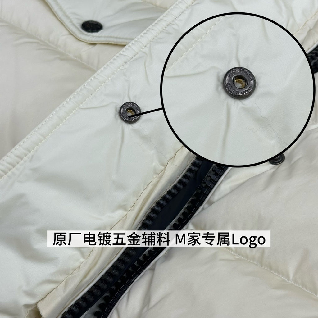 Moncler Silver Fox Fur Collar Long Down Jacket