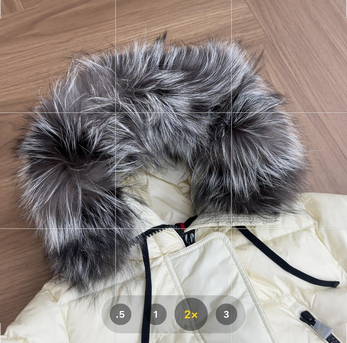 Moncler Silver Fox Fur Collar Long Down Jacket