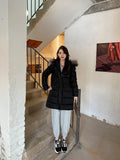 Moncler Silver Fox Fur Collar Long Down Jacket
