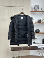Moncler Silver Fox Fur Collar Long Down Jacket