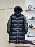 Moncler Maya Long Down Jacket with Arm Logo