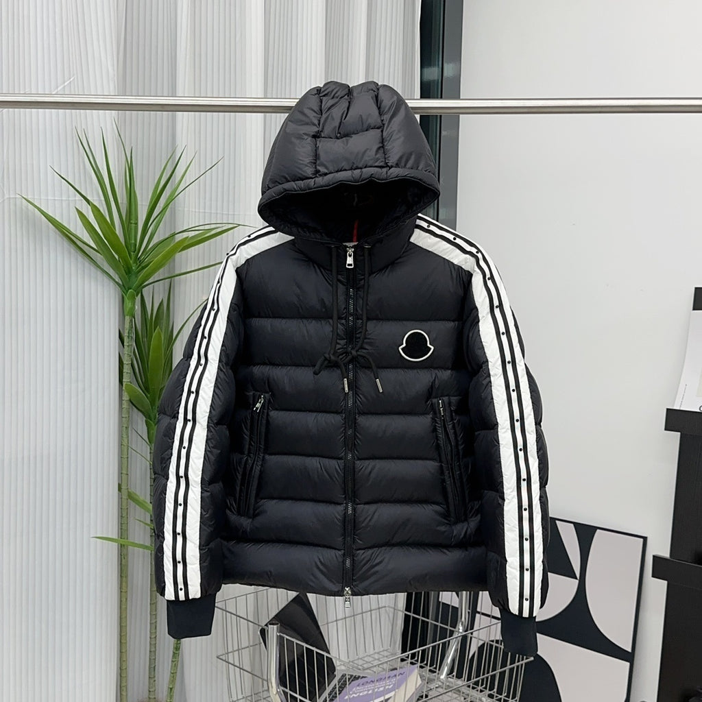 Moncler Down Jacket with Woven Ribbon Sleeves