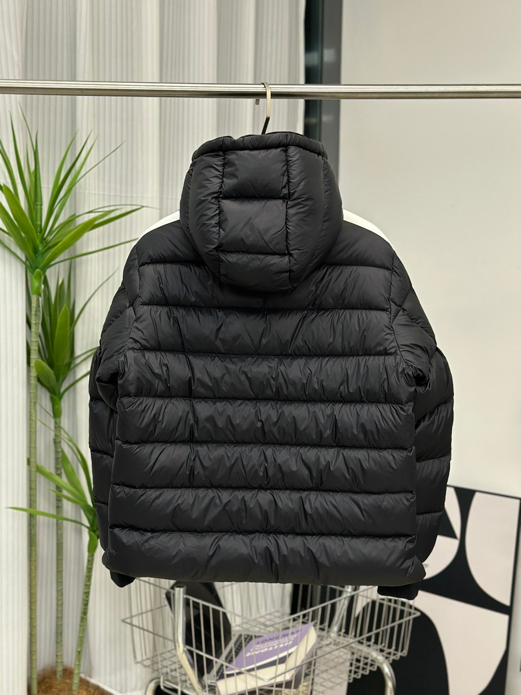 Moncler Down Jacket with Woven Ribbon Sleeves