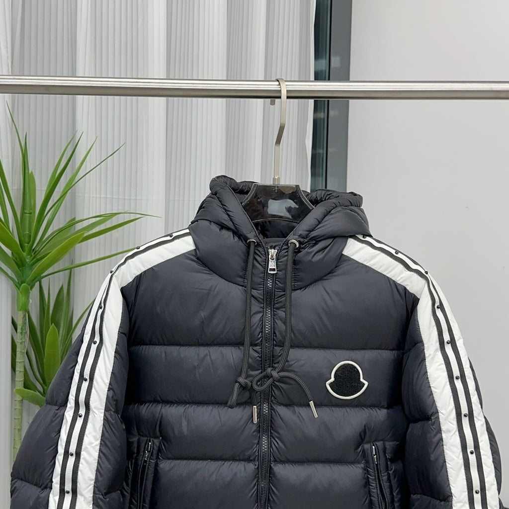 Moncler Down Jacket with Woven Ribbon Sleeves